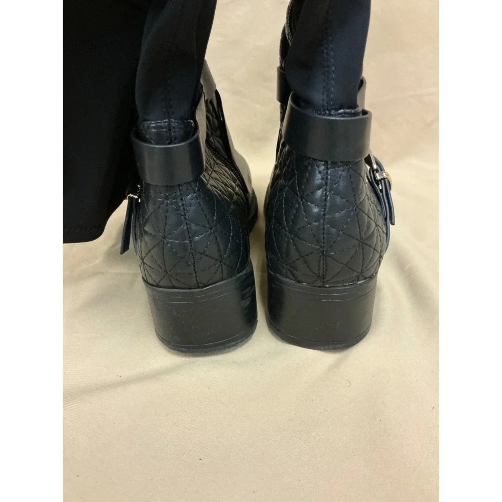Black Quilted Over The Knee Boots Tess-2952 Low Block Heel womens Size 10W